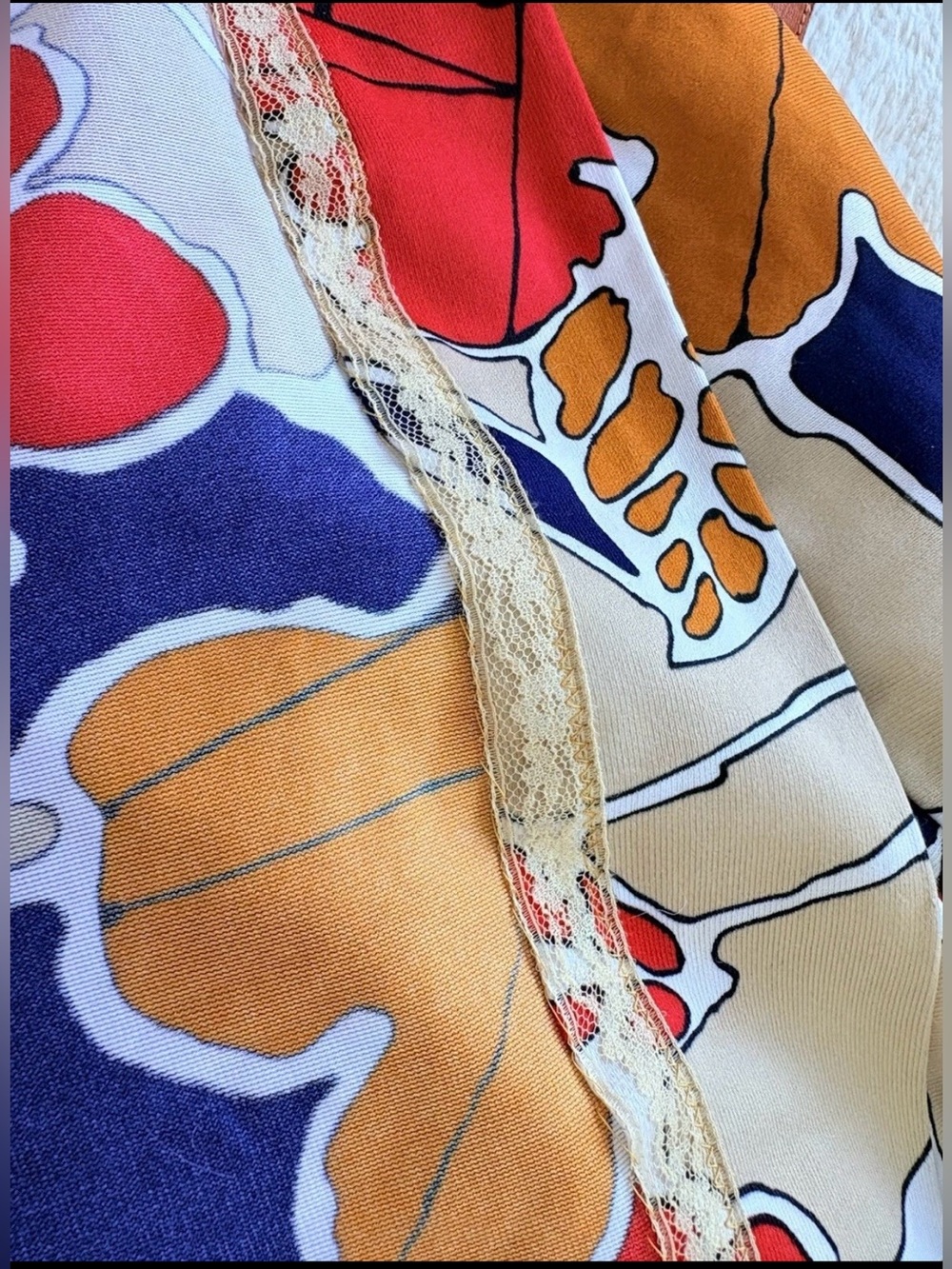 VTG 60s 70s Colorful Abstract Flower Power Hippie MOD Polyester Maxi Skirt Small - Picture 5 of 5